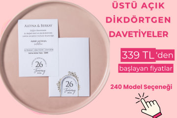 Üstü Açık Dikdörtgen Davetiyeler
