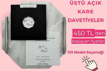 Üstü Açık Kare Davetiyeler