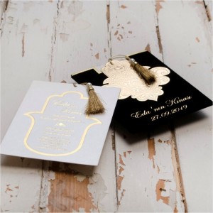 Altın püsküllü Canset Wedding Davetiye 860