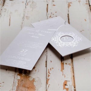 Gümüş yaldızlı Canset Wedding Davetiye 857