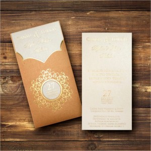 Altın rengi Canset Wedding Davetiye 856