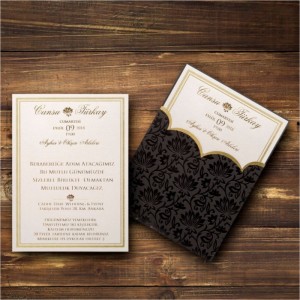 Siyah zarflı Canset Wedding Davetiye 855