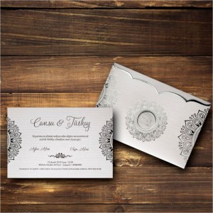 Gümüş baskılı Canset Wedding Davetiye 854
