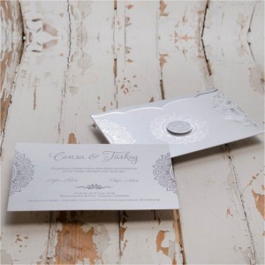 Gümüş baskılı Canset Wedding Davetiye 854