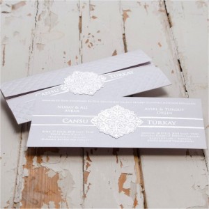 Gri dokulu Canset Wedding Davetiye 848