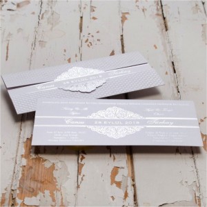 Gri dokulu Canset Wedding Davetiye 845
