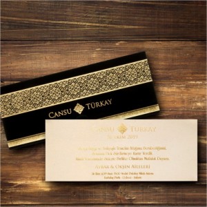 Siyah kadife Canset Wedding Davetiye 842