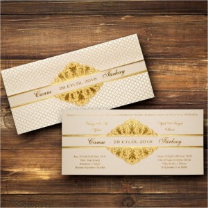 Altın yaldızlı Canset Wedding Davetiye 841