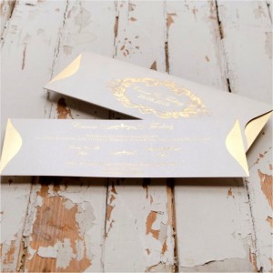 Zarfı altın yaldızlı Canset Wedding Davetiye 838