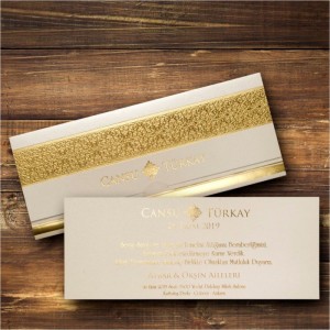 Katlamalı yaldızlı Canset Wedding Davetiye 835