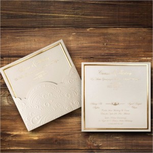 Kare yaldızlı Canset Wedding Davetiye 834