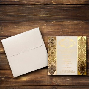 Kare yaldızlı Canset Wedding Davetiye 833