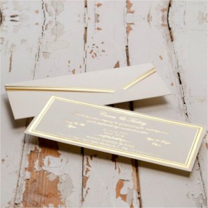 V Kesim Katlamalı Zarflı Yaldızlı Düğün Davetiyesi