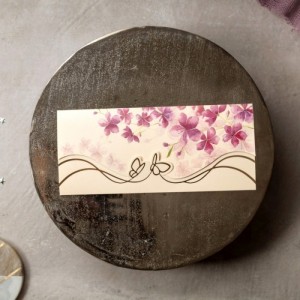 Pembe Çiçekli Kelebek Çizimli Düğün Davetiyesi