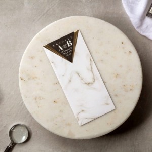 İnce Uzun Mermer Görünümlü Zarflı Düğün Davetiyesi