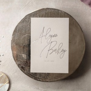 Gri Dikdörtgen Zarfa Gümüş Yaldız Baskılı Davetiye