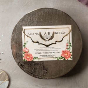 İçi Çiçekli Zarfı Asetat Düğün Davetiyesi