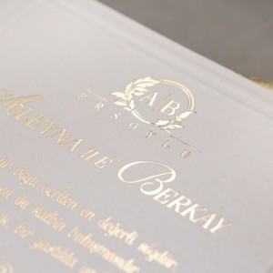 Dikdörtgen Yaldız Desenli Pencereli Zarflı Davetiye