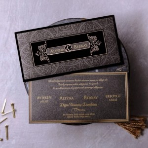 Kadife Kağıt Kombinli Pencereli Zarflı Davetiye