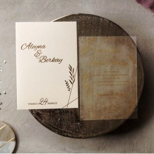 Zarfı İsim Baskılı İçi Asetatlı Düğün Davetiyesi