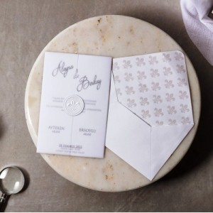 Aydınger Kağıttan Katlamalı Mühürlü Düğün Davetiyesi