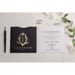 Siyah Zarfa Yaldızlı Lüks Davetiye