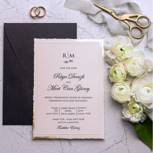 Siyah Zarflı Kenarları Yaldızlı Davetiye