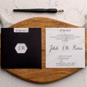 Siyah Pencereli Zarflı Davetiye