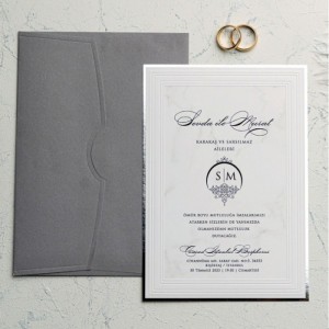 Gümüş Yaldız Çerçeveli Davetiye