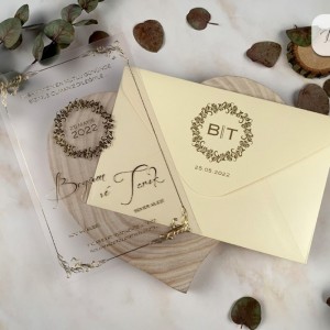 Asetatlı Zarfı Baskılı Davetiye