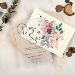 Şeffaf Kağıtlı İpli Etiketli Davetiye