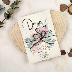 Şeffaf Kağıtlı İpli Etiketli Davetiye