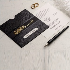 Siyah Besmele Yazılı Zarflı Davetiye