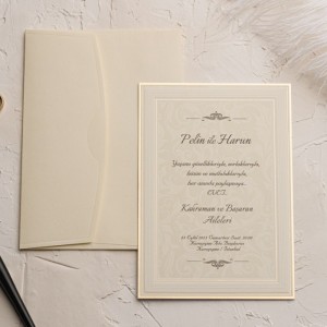 Sade Yaldız Süslemeli Şık Davetiye