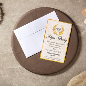 Sade Krem Zeminli Zarflı Davetiye