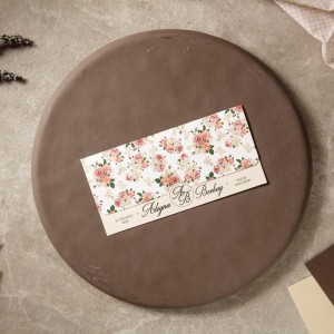 Çiçek Desenli Üstten Katlamalı Davetiye