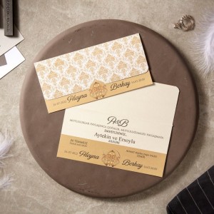 Sade Desenli Katlamalı Davetiye