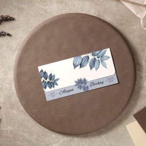 Mavi Yapraklı Katlamalı Davetiye