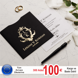 Siyah Zarfa Yaldızlı Lüks Davetiye