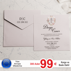 Sade Üçgen Kapaklı Davetiye