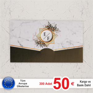 Mermer Desenli Katlamalı Davetiye