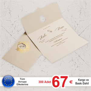 Dışı Krem Pencereli Süslemeli Davetiye