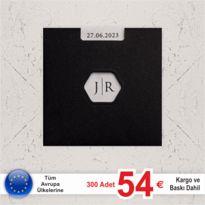 Siyah Pencereli Zarflı Davetiye