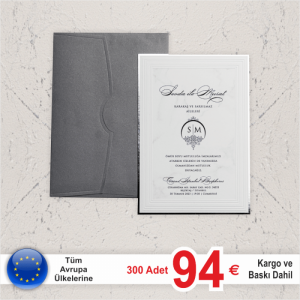 Gümüş Yaldız Çerçeveli Davetiye