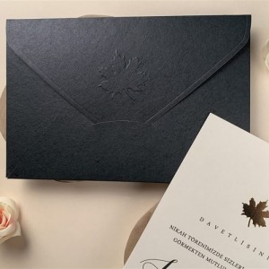 Kabartma Çınar Yapraklı Davetiye