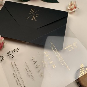 Yaldız Baskılı Siyah Zarflı Davetiye