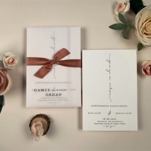 Dışı Şeffaf Aydıngerli Fiyonklu Davetiye