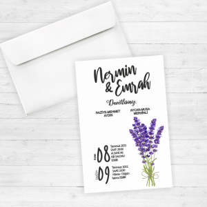 Lavantalı Sade Düğün Davetiyesi 20268