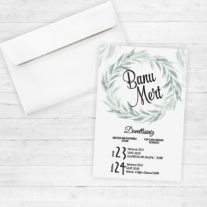 Çelenk Çiçekli Düğün Davetiyesi 20265