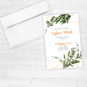 Yapraklı Düğün Davetiyesi 20259
